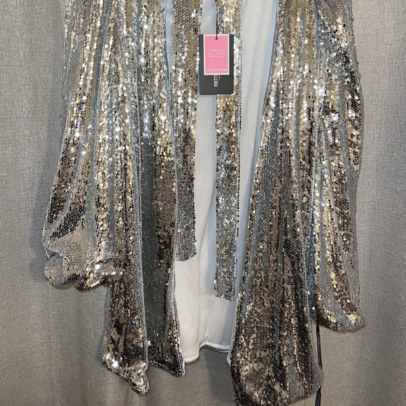 Sequin Long Sleeve Dress w/ Belt - Picture 4 of 14